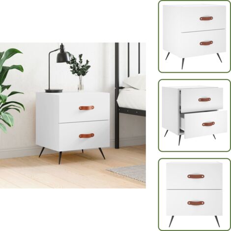 Comodino in legno multistrato - vidaXL Comodino Bianco 40x35x47,5 cm in Legno Multistrato - Comodino bianco