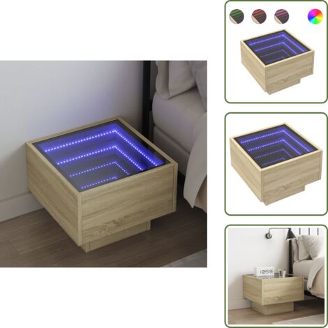 Comodino in legno multistrato - vidaXL Comodino con LED Infinity Rovere Sonoma 40x40x30 cm - Comodino con luce a LED