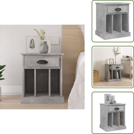 Comodino in legno multistrato - vidaXL Comodino Grigio Cemento 43x36x50 cm - Comodino per oggetti decorativi