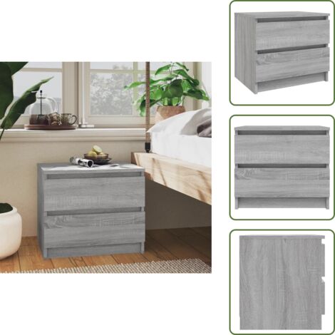 Comodino in legno multistrato - vidaXL Comodino Grigio Sonoma 50x39x43,5 cm in Legno Multistrato - Comodino con cassetti