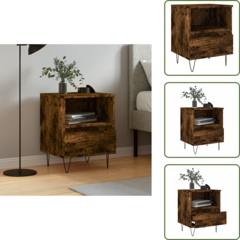 Comodino in legno multistrato - vidaXL Comodino Rovere Fumo 40x35x50 cm in Legno Multistrato - Comodino rovere fumo