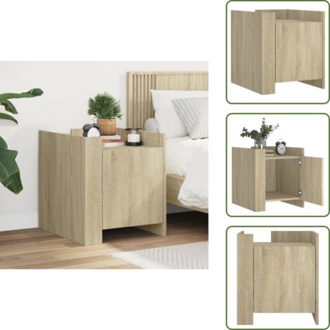 Comodino in legno multistrato - vidaXL Comodino Rovere Sonoma 45x50x50 cm in Legno Multistrato - Comodino con deflettori