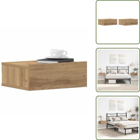 Comodino in legno tecnico - vidaXL Comodini Pensili 2pz Rovere Artigianale 40x30x15 cm Truciolato - Comodino rovere