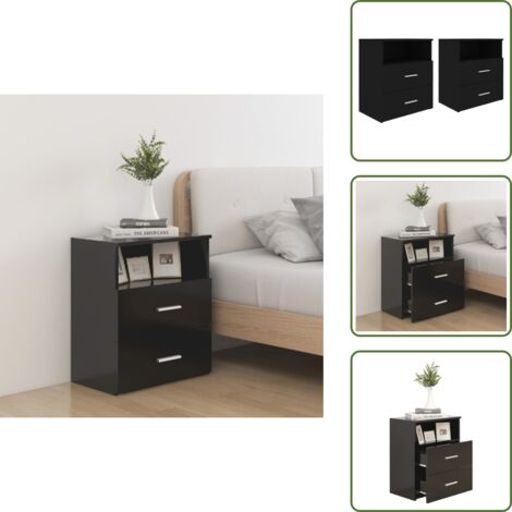 Comodino in legno - vidaXL Comodini 2pz Neri 50x32x60 cm -