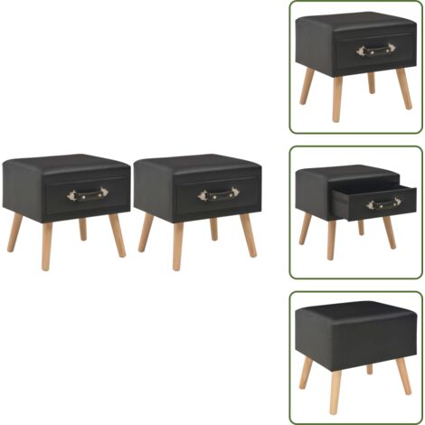 Comodino in legno - vidaXL Comodini Neri 2 pz 40x35x40 cm in Similpelle -