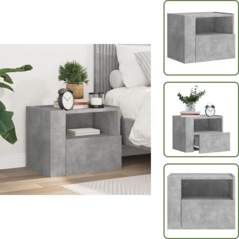 Comodino in legno - vidaXL Comodino a Muro Grigio Cemento 45x30x35 cm - Comodino da parete
