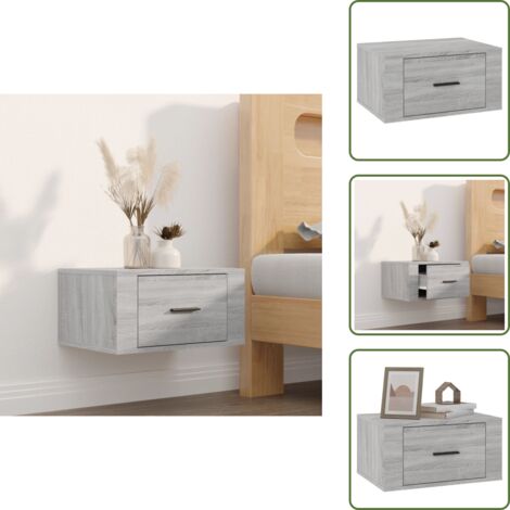Comodino in legno - vidaXL Comodino a Muro Grigio Sonoma 50x36x25 cm - Comodino grigio