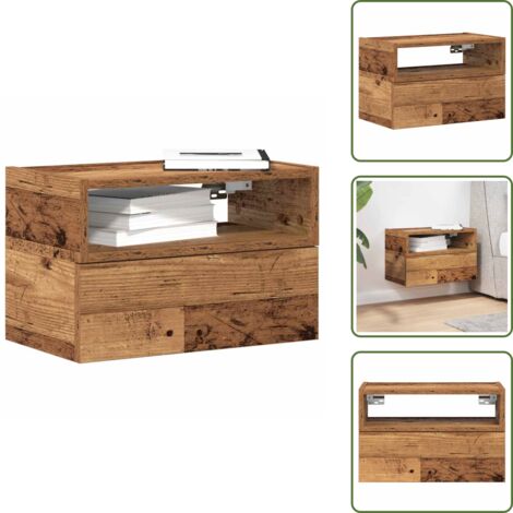 Comodino in legno - vidaXL Comodino a Muro Legno Antico 45x26x28,5 cm - Comodino in truciolato