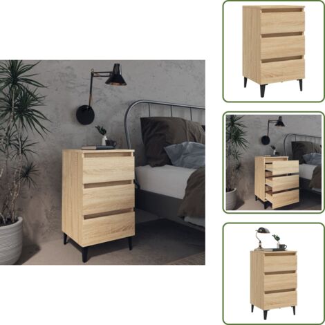 Comodino in legno - vidaXL Comodino con Gambe in Metallo Rovere Sonoma 40x35x69 cm - Comodino industriale