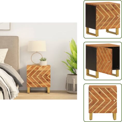 Comodino in mango - vidaXL Comodino Marrone e Nero in Legno Massello di Mango -