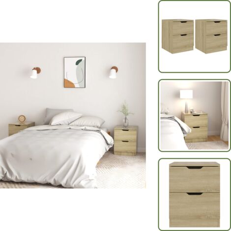 Comodino in MDF - vidaXL Comodini 2 pz Rovere Sonoma 40x40x50 cm in Legno Multistrato -