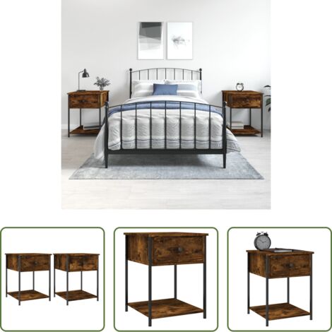 Comodino in metallo - Comodini 2 pz Rovere Fumo 44x45x58 cm in Legno Multistrato