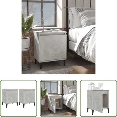 Comodino in metallo -  Comodini con Gambe in Metallo Grigio Cemento 40x30x50 cm