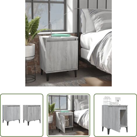 Comodino in metallo -  Comodini con Gambe in Metallo Grigio Sonoma 40x30x50 cm