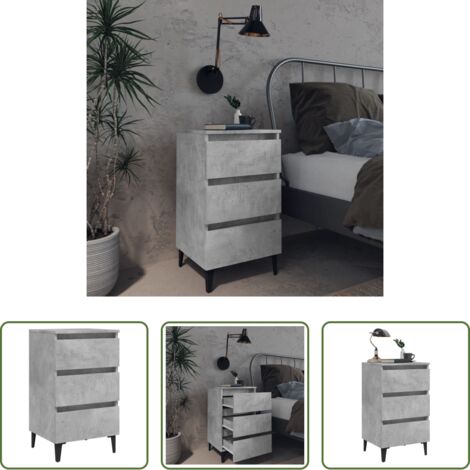 Comodino in metallo -  Comodino con Gambe in Metallo Grigio Cemento 40x35x69 cm