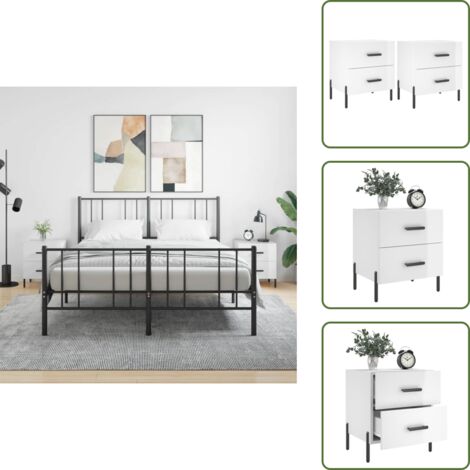 Comodino in metallo - vidaXL Comodini 2 pz Bianco Lucido 40x35x47,5 cm in Legno Multistrato - Comodino bianco lucido