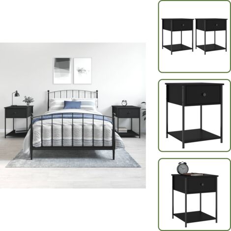 Comodino in metallo - vidaXL Comodini 2 pz Neri 44x45x58 cm in Legno Multistrato - Comodino con ripiani
