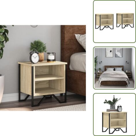 Comodino in metallo - vidaXL Comodini Rovere Sonoma 2pz 40x30x40 cm in Truciolato - Comodino industriale