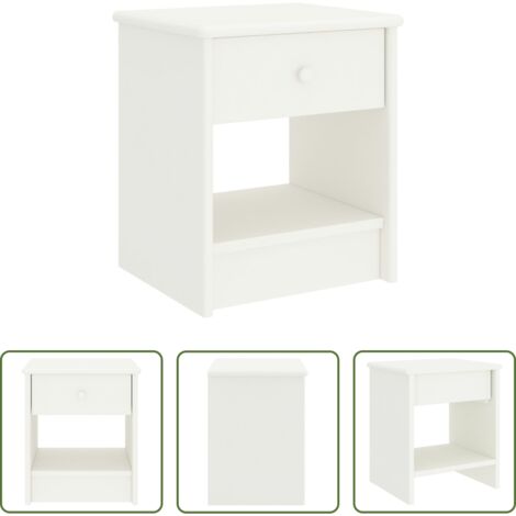 Comodino in pino -  Comodino Bianco 35x30x40 cm in Legno Massello di Pino