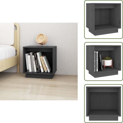 Comodino in pino - vidaXL Comodino Grigio 40x30x40 cm in Legno Massello di Pino -