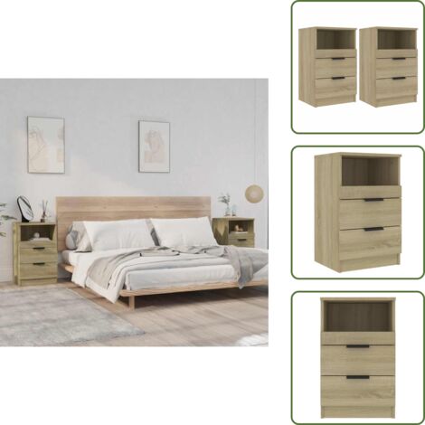 Comodino in rovere sonoma - vidaXL Comodini 2 pz Rovere Sonoma in Legno Multistrato -