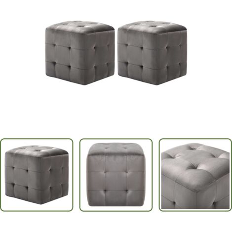 Comodino in tessuto -  Comodini 2 pz Grigio 30x30x30 cm in Tessuto Vellutato