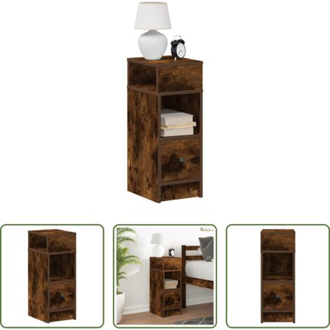 Comodino in truciolato -  Comodino con Cassetto Rovere Fumo 25x31x66 cm