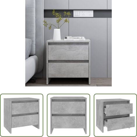 Comodino in truciolato -  Comodino Grigio Cemento 45x34,5x44,5 cm in Truciolato
