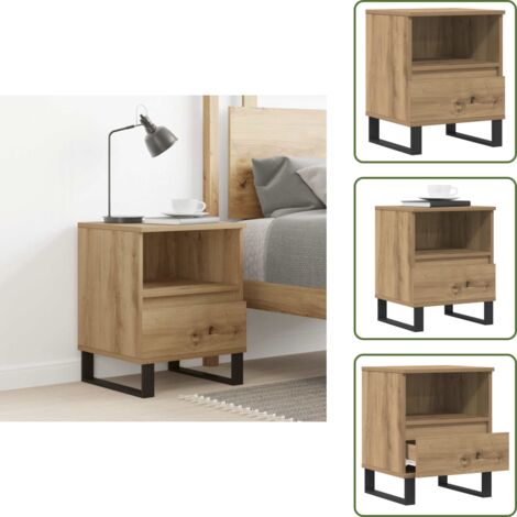 Comodino in truciolato - vidaXL Comodino Rovere Artigianale 40x35x50 cm in Legno Multistrato - Comodino rovere artigianale