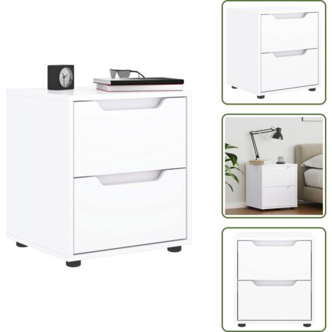 Comodino in truciolato - vidaXL Comodino VISNES Bianco 45x40x50 cm in Legno Multistrato - Comodino bianco