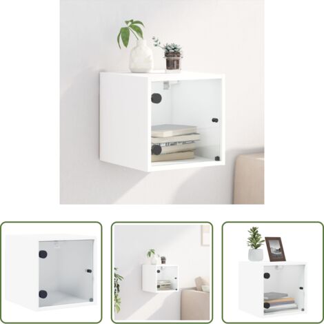 Comodino in vetro -  Comodino con Anta in Vetro Bianco 35x37x35 cm