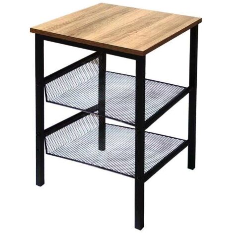 COMODINO INDUSTRIAL 2 RIPIANI 40X40X55H QUERCIA