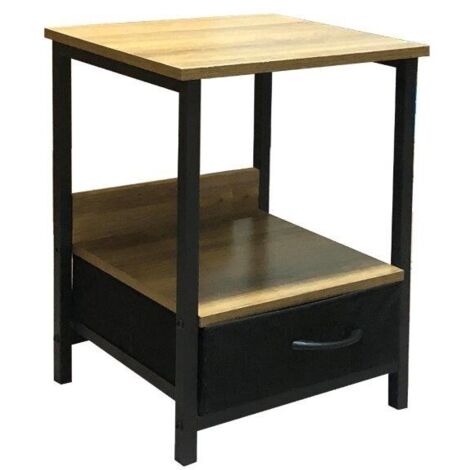 COMODINO INDUSTRIAL CON CASSETTO 40x35x55H QUERCIA