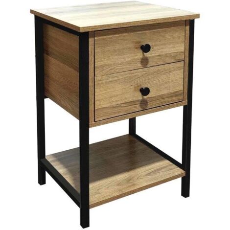 COMODINO INDUSTRIAL CON CASSETTO 40X35X65H QUERCIA