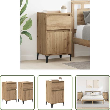 Comodino industriale -  Armadio da Notte 2 pcs Rovere artigianale 40 x 35 x 70 cm