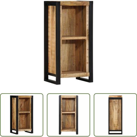 Comodino industriale -  Armadio da Notte Marrone Legno massello di mango