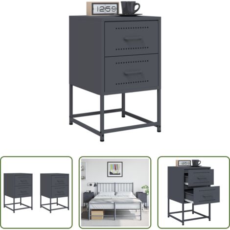 Comodino industriale -  Comodini 2 pz Antracite 36x39x60,5 cm in Acciaio