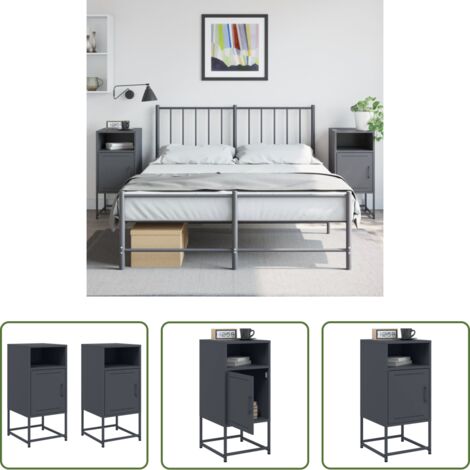 Comodino industriale -  Comodini 2 pz Antracite 36x39x78 cm in Acciaio