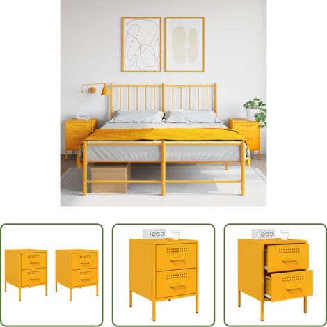 Comodino industriale -  Comodini 2 pz Giallo Senape 36x39x50,5 cm in Acciaio