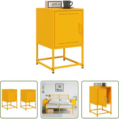 Comodino industriale -  Comodini 2 pz Giallo Senape 36x39x60,5 cm in Acciaio