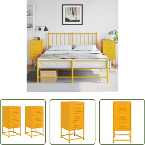 Comodino industriale -  Comodini 2 pz Giallo Senape 36x39x78 cm in Acciaio
