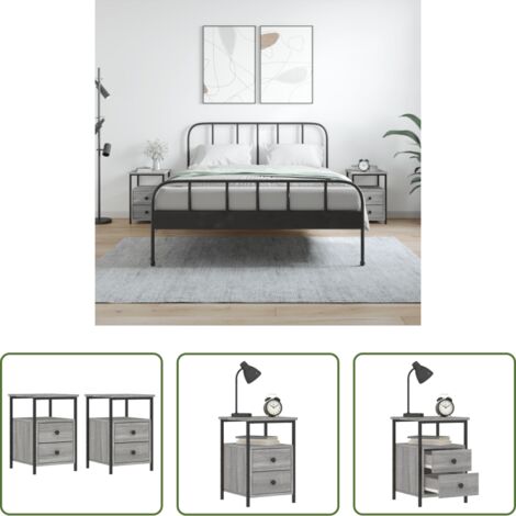 Comodino industriale -  Comodini 2 pz Grigio Sonoma 34x35,5x50 cm in Legno Multistrato