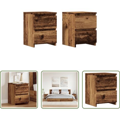 Comodino industriale -  Comodini 2 pz Legno Antico 30x30x40 cm in Legno Multistrato