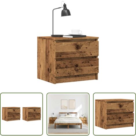 Comodino industriale -  Comodini 2 pz Legno Antico 50x40x43.5 cm in Legno Multistrato