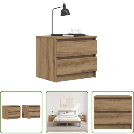 Comodino industriale -  Comodini 2pz Rovere Artigianale 50x40x43.5 cm Legno Multistrato