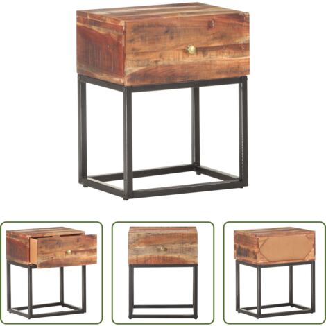 Comodino industriale -  Comodino 40x30x50 cm in Legno di Acacia Grezzo