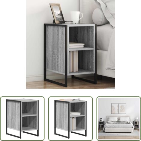 Comodino industriale - Comodino Grigio Sonoma 39.5 x 30 x 50 cm Legno multistrato