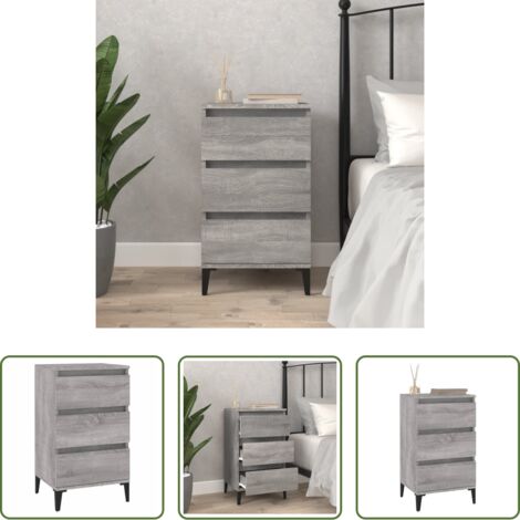 Comodino industriale -  Comodino Grigio Sonoma 40x35x70 cm in Legno Multistrato