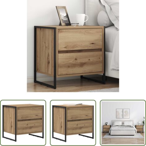 Comodino industriale -  Comodino Rovere Artigianale 50 x 39.5 x 50 cm Legno multistrato
