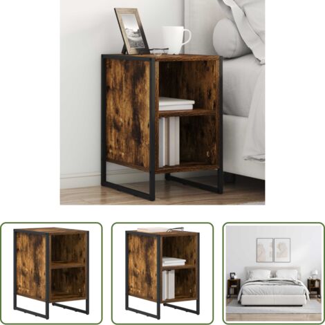 Comodino industriale -  Comodino Rovere Fumè 39.5 x 30 x 50 cm Legno multistrato
